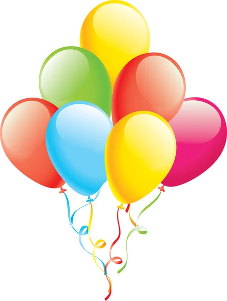 Zeven Ballonnen Kleur Ballon Glanzende Vector Eps — Stockvector