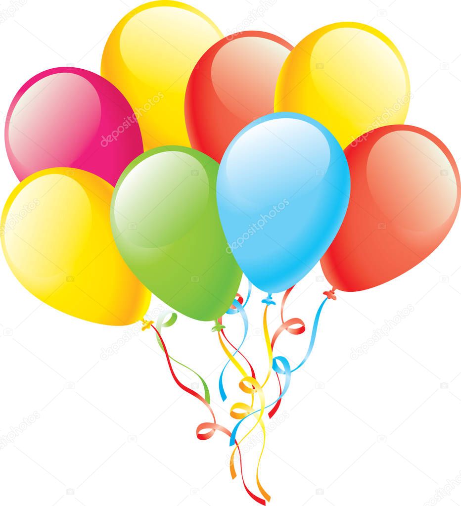 Eight 8 Balloons Color Balloon Glossy Vector EPS 10