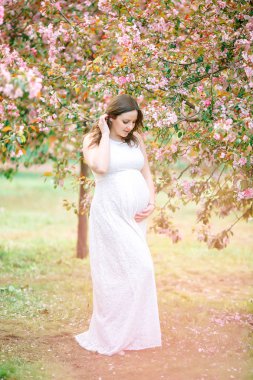 pregnant, girl, Apple orchard, mother, clipart