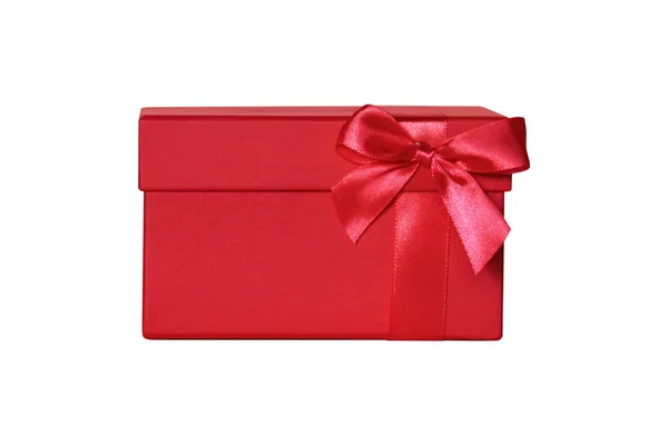 Closed Red Gift Box White Background — Stock Photo, Image