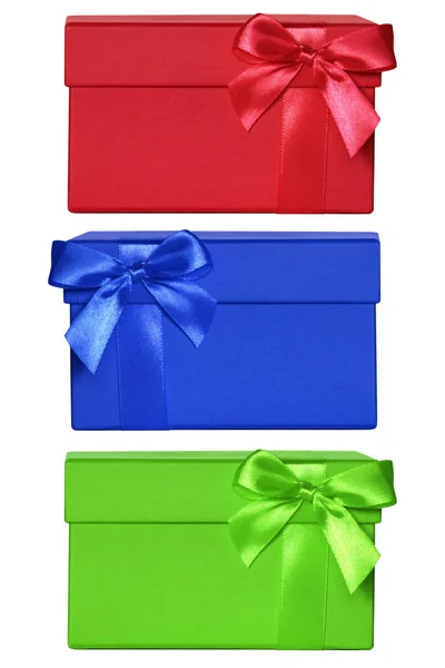 Set Geschlossener Farbiger Geschenkboxen Geschenkboxen Sammlung Isoliert Auf Weißem Hintergrund — Stockfoto