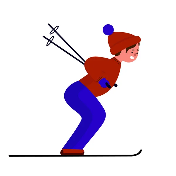 Esquiador. Guy esqui, desportos de inverno . — Vetor de Stock