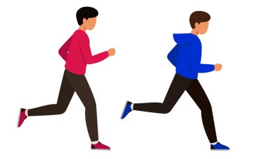 Hızlı çalışan çocuklar. Koşu insanlar. İki genç erkek spor giyim spor dahil.