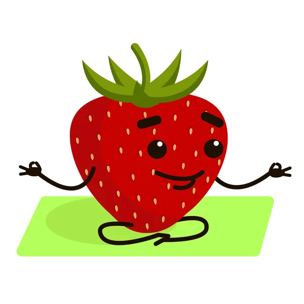 Ο χαρακτήρας φράουλα διαλογισμό. Βατόμουρο φράουλα σε στυλ κινουμένων σχεδίων. — Διανυσματικό Αρχείο