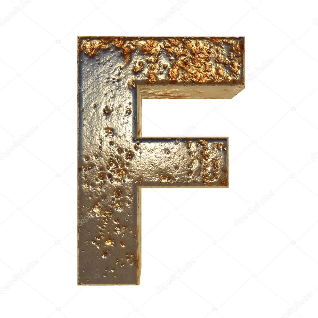 Rusted metal letter F