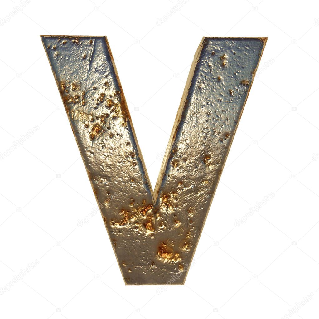 Rusted metal letter V