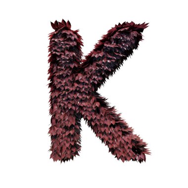 Yeşillik harf K, 3d render