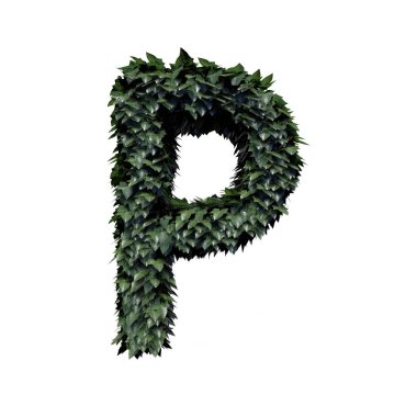 Yeşillik harf P, 3d render