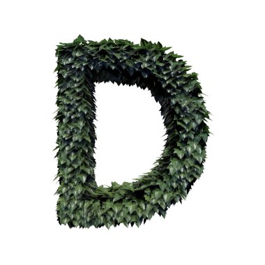 Yeşillik harf D, 3d render