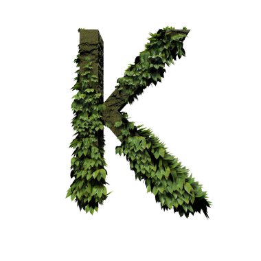 Taş yeşillik mektup 3d render