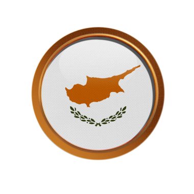 Beyaz arka plan üzerinde izole altın çerçeve Kıbrıs bayrağı
