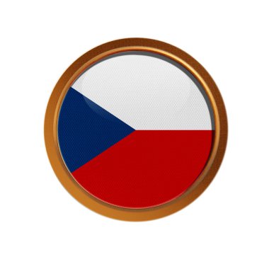 Beyaz arka plan üzerinde izole altın çerçeve Çek Cumhuriyeti bayrağı