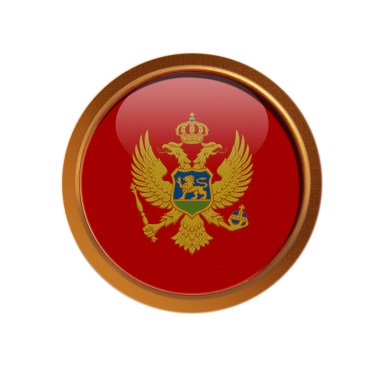 Beyaz arka plan üzerinde izole altın çerçeve Karadağ bayrağı