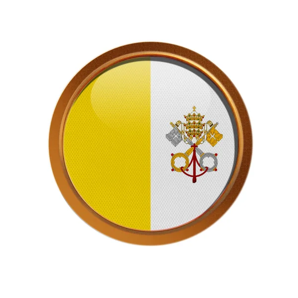Vatikanische Fahne Goldenen Rahmen Isoliert Auf Weißem Hintergrund — Stockfoto