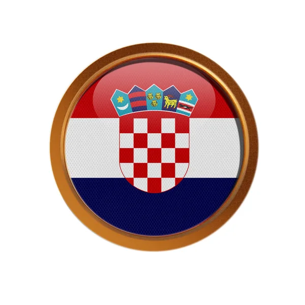 Kroatische Fahne Goldenen Rahmen Isoliert Auf Weißem Hintergrund — Stockfoto