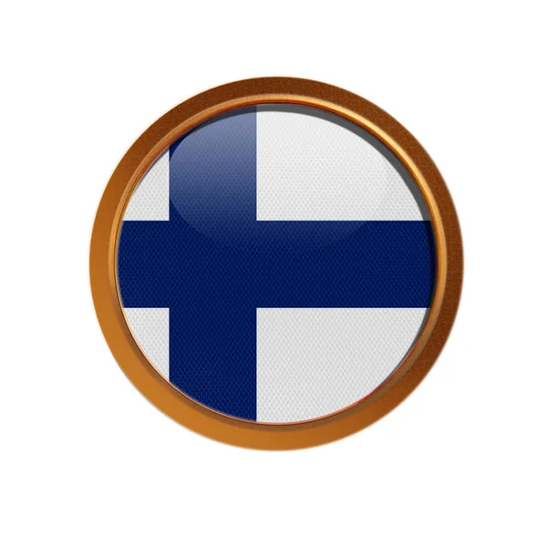 Vlajka Finska Rámci Zlatého Izolovaných Bílém Pozadí — Stock fotografie