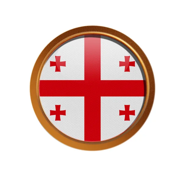 Vlajka Georgie Rámci Zlatého Izolovaných Bílém Pozadí — Stock fotografie