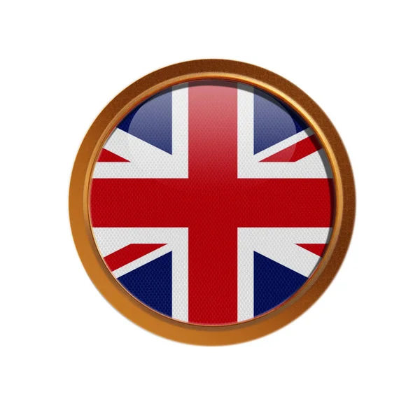 Bandera Gran Bretaña Marco Dorado Aislado Sobre Fondo Blanco — Foto de Stock