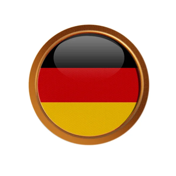 Německá Vlajka Rámci Zlatého Izolovaných Bílém Pozadí — Stock fotografie