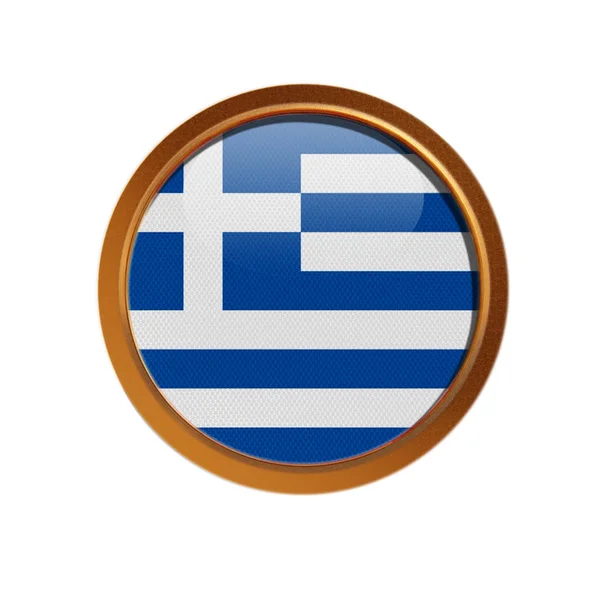 Прапор Греції Золотий Рамі Ізольовані Білому Тлі — стокове фото