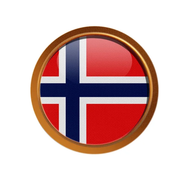 Bandera Noruega Marco Dorado Aislado Sobre Fondo Blanco —  Fotos de Stock
