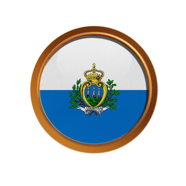 Bandiera San Marino Nella Cornice Dorata Isolata Sullo Sfondo Bianco — Foto Stock