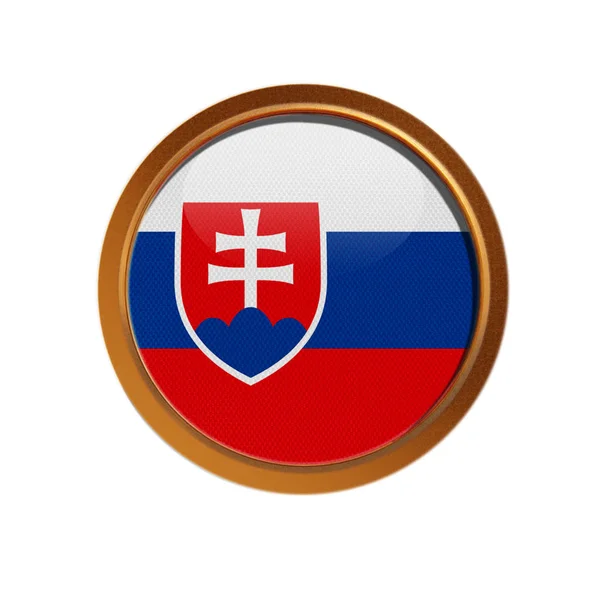 Bandeira Eslovaca Moldura Dourada Isolada Fundo Branco — Fotografia de Stock