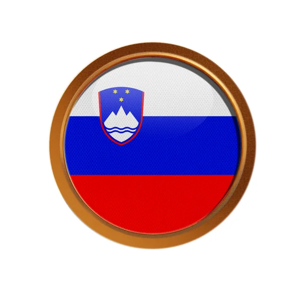Bandeira Eslovénia Moldura Dourada Isolada Fundo Branco — Fotografia de Stock