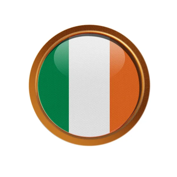 Irland Flag Golden Frame Isolated White Background — Stock Photo, Image