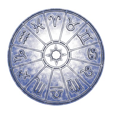 Astrolojik zodyak işaretleri gümüş burç daire içinde