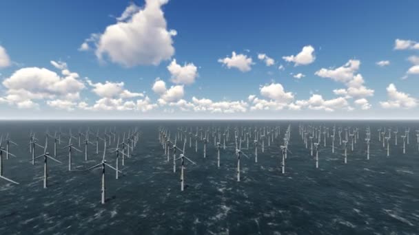 Offshore Windpark Windmolens — Stockvideo