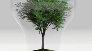 Ağaçları içine ampul, animasyon ile yeşil enerji