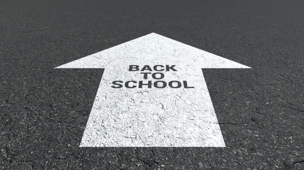 Arrow sign on asphalt back to school