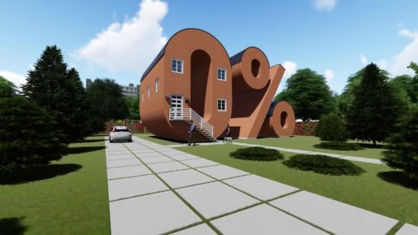 Zero Percent Shaped House Concept Motion Graphic — Stock Video