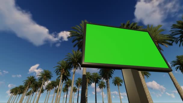 Plakatwand Mit Grünem Bildschirm Mit Palmen — Stockvideo
