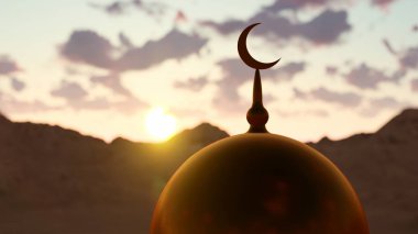 Cami nin Üst Ve İslam Sembol 3d render