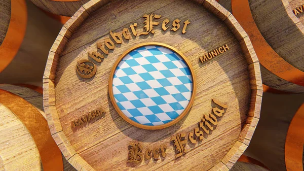 Outubro Fest Barris Cerveja Com Bandeira Baviera — Fotografia de Stock