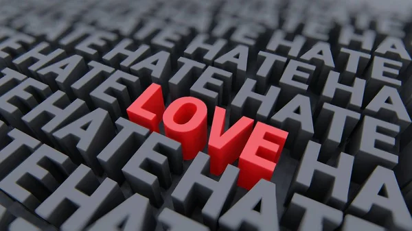 Love Hate Words Red Black Rendering — Stock Photo, Image