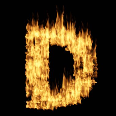  Siyah arka planda yalıtılmış alev harfi