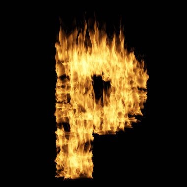  Siyah arka planda yalıtılmış alev harfi