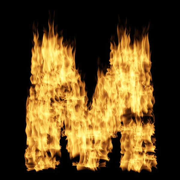 Flame Letter Isolated Black Background — Stock Photo, Image