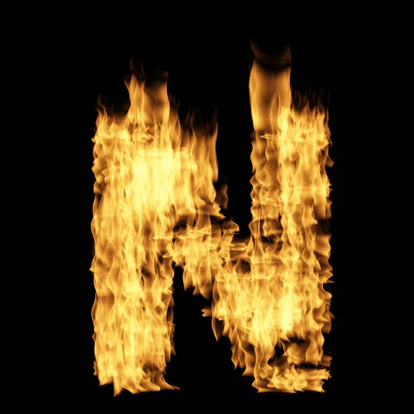 Flame Letter Isolated Black Background — Stock Photo, Image