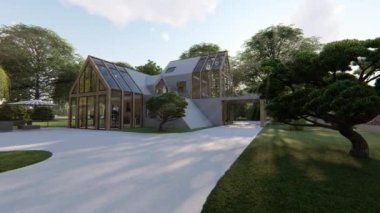 Modern İskandinav ev dış sabah