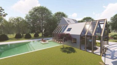 Modern İskandinav ev dış yaz