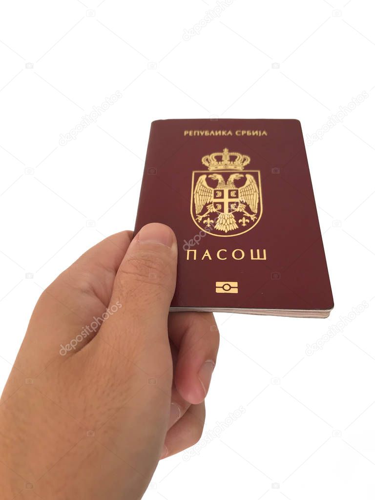 Serbian Passport on the white background