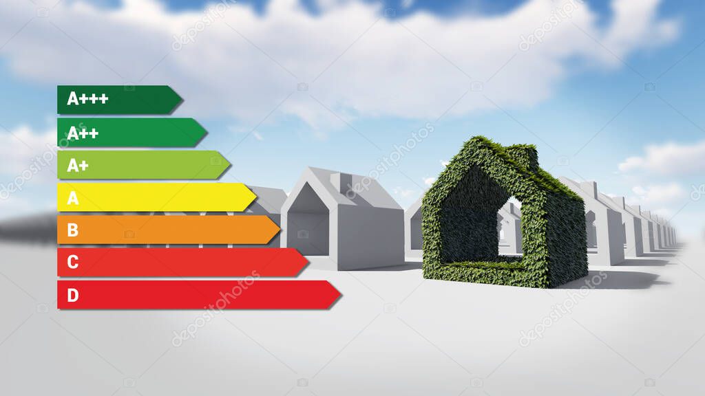 Energy efficient green house 3D rendering