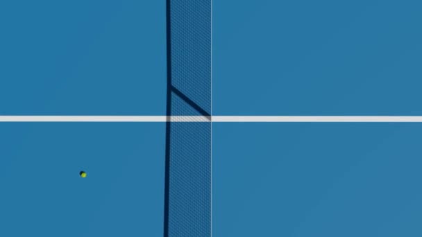 Tennis Blue Court Verticale Bovenaanzicht Vanuit Lucht — Stockvideo