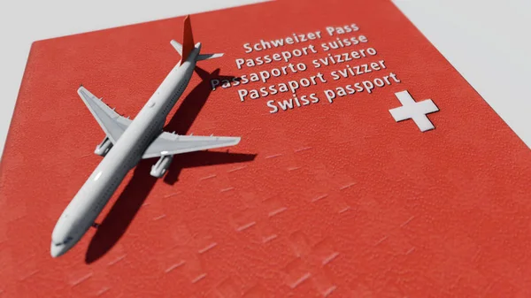 Schweiziskt Pass Med Flygplan — Stockfoto