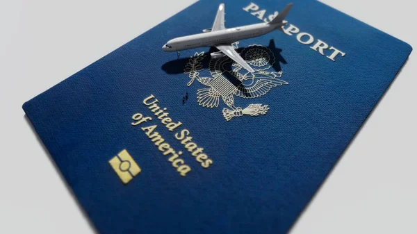 Passaporte Avião Dos Eua — Fotografia de Stock