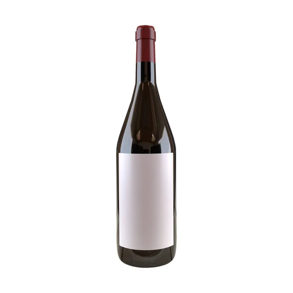 Bottiglia Vino Isolata Sullo Sfondo Bianco Modello Etichetta — Foto Stock